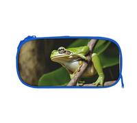 EZDLOWVBA Jolie trousse à crayons avec fermeture éclair pour étudiants, filles et filles - Motif grenouille d'arbre de la paix, bleu, One Size, Trousse de beauté