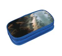 EZDLOWVBA Jolie trousse à crayons avec fermeture éclair pour étudiants - Motif forêt brumeuse du matin - Pour fille et fils, bleu, Taille unique, Trousse de beauté