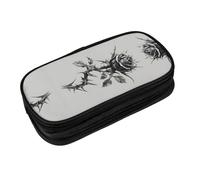 EZDLOWVBA Jolie trousse à crayons avec fermeture éclair pour garçons et filles avec imprimé rose foncé et épineux pour étudiants, trousse à crayons pour fille, fils, bureau, Noir , Taille unique