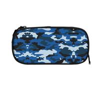 EZDLOWVBA Jolie trousse à crayons avec imprimé camouflage bleu pour garçons et filles avec fermeture éclair pour étudiants, trousse à crayons pour fille, fils, bureau, Noir , One Size, Trousse de