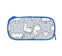 EZDLOWVBA Jolie trousse à crayons avec imprimé cœur alpaga de dessin animé pour garçons et filles avec fermeture éclair pour étudiants, trousse à crayons pour fille, fils, bureau, bleu, One Size