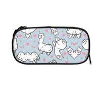 EZDLOWVBA Jolie trousse à crayons avec imprimé cœur alpaga de dessin animé pour garçons et filles avec fermeture éclair pour étudiants, trousse à crayons pour fille, fils, bureau, Noir , One Size