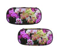 EZDLOWVBA Jolie trousse à crayons avec imprimé orchidées pour garçons et filles avec fermeture éclair pour étudiants, trousse à crayons pour fille, fils, bureau, Noir , Taille unique, Trousse de