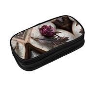EZDLOWVBA Jolie trousse à crayons avec imprimé rose séchée pour garçons et filles avec fermeture éclair pour étudiants, trousse à crayons pour fille, fils, bureau, Noir , Taille unique, Trousse de