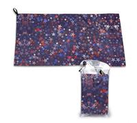EZDLOWVBA Lot de 2 serviettes de fitness à séchage rapide Motif étoiles rouges et bleues