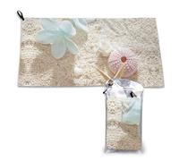 EZDLOWVBA Lot de 2 serviettes de fitness à séchage rapide Motif fleurs bleues avec étoiles de mer sur la plage