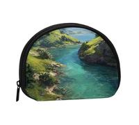 EZDLOWVBA Mini porte-monnaie imprimé Green Hills and Clear Waters avec fermeture éclair - Petit portefeuille pour homme et femme - Organisateur d'argent de voyage compact