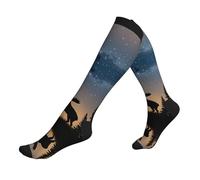 EZDLOWVBA Moose Mountain Chaussettes de compression pour homme et femme Unisexe 20-30 mmHg Hauteur genou mollets Pour voler course sport, 3 noir, Taille unique