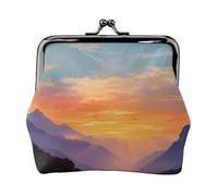 EZDLOWVBA Morning Glow Print Double Fermoir Cadre en Métal Cuir Pochette à Change Portefeuille pour Femme avec clés, Petit sac à main
