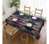 EZDLOWVBA Nappe rectangulaire avec imprimé horizon de nuit - Résistante à l'eau - Pour maison, salle à manger, cuisine, fête (137,2 x 182,9 cm)