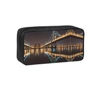 EZDLOWVBA New York Manhattan Bridge Night Print Trousse à crayons portable pour étudiants et enfants Pochette de papeterie durable