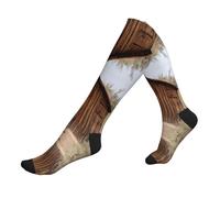EZDLOWVBA Old Ancient Outhouse Chaussettes de compression pour femme et homme Unisexe 20-30 mmHg Hauteur genou mollets pour le sport, 2 Noir-2, Taille unique