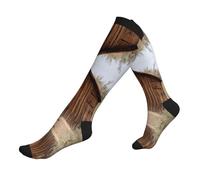 EZDLOWVBA Old Ancient Outhouse Chaussettes de compression pour femme et homme Unisexe 20-30 mmHg Hauteur genou mollets pour le sport, 3 noir, Taille unique