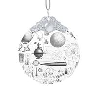 EZDLOWVBA Pendentif rond en verre imprimé physique pour sapin de Noël avec boucle en métal