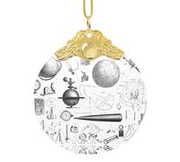 EZDLOWVBA Pendentif rond en verre imprimé physique pour sapin de Noël avec boucle en métal