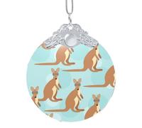 EZDLOWVBA Pendentif rond en verre imprimé zoo avec boucle en métal pour décoration de sapin de Noël