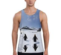 EZDLOWVBA Penguins On The Iceberg Print Débardeur d'été amusant pour homme - Pour la gym, l'entraînement, le sport - Sans manches, Noir , M