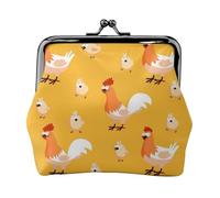 EZDLOWVBA Pochette à monnaie en cuir avec double fermoir en métal et motif poussin poule pour femme avec clés, petit sac à main, Noir , Taille unique