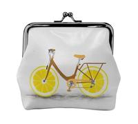 EZDLOWVBA Pochette de vélo avec imprimé de roue de citron double fermoir et cadre en métal en cuir pour femme avec clés, petit sac à main, Noir , Taille unique