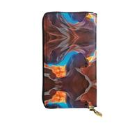 EZDLOWVBA Portefeuille Antelope Canyon pour femmes, grande capacité d'embrayage pour femmes, hommes, portefeuille pour cartes de crédit, sac à main en polyuréthane, Noir , Taille unique