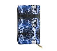 EZDLOWVBA Portefeuille avec microphone imprimé notes de musique pour femmes, grande capacité d'embrayage pour femmes et hommes, portefeuille pour cartes de crédit, sac à main en polyuréthane, Noir