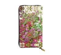 EZDLOWVBA Portefeuille Burning Bush avec imprimé baies rouges pour femmes, grande capacité d'embrayage pour femmes, hommes et femmes, portefeuille pour cartes de crédit, sac à main en PU, Noir