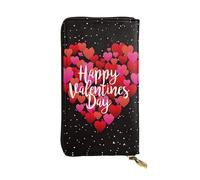 EZDLOWVBA Portefeuille de Saint-Valentin pour femme avec imprimé cœur et jardin, grande capacité, pochette pour femme et homme, portefeuille pour cartes de crédit, sac à main en polyuréthane, Noir