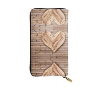 EZDLOWVBA Portefeuille en bois imprimé cœur pour femme, grande capacité, portefeuille pour homme et femme, porte-cartes de crédit, sac à main en polyuréthane, Noir , Taille unique