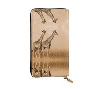 EZDLOWVBA Portefeuille en polyuréthane avec deux girafes qui courent sur la rue, grande capacité pour femme et homme, Noir , Taille unique