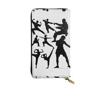 EZDLOWVBA Portefeuille imprimé silhouettes d'arts martiaux pour femmes, grande capacité d'embrayage pour femmes et hommes, portefeuille pour cartes de crédit, sac à main en polyuréthane, Noir , Taille