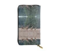 EZDLOWVBA Portefeuille pour femme avec impression d'images de cerfs, grande capacité pour femme et homme, portefeuille pour cartes de crédit, sac à main en polyuréthane, Noir , Taille unique