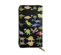 EZDLOWVBA Portefeuille pour femme avec impression d'images de dinosaures de dessin animé, grande capacité d'embrayage pour femme et homme, portefeuille pour cartes de crédit, Noir , Taille unique