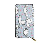 EZDLOWVBA Portefeuille pour femme avec imprimé cœur et alpaga de dessin animé, grande capacité, portefeuille pour femme et homme, porte-carte de crédit, sac à main en polyuréthane, Noir , Taille