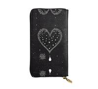 EZDLOWVBA Portefeuille pour femme avec imprimé cœur et étoile filante, grande capacité pour femme, homme, portefeuille pour cartes de crédit, sac à main en polyuréthane, Noir , Taille unique