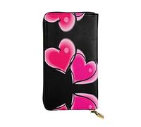 EZDLOWVBA Portefeuille pour femme avec imprimé cœur rouge, grande capacité, portefeuille pour homme et femme, porte-carte de crédit, sac à main en polyuréthane, Noir , Taille unique
