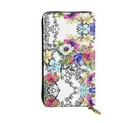 EZDLOWVBA Portefeuille pour femme avec imprimé fleurs, oiseaux, feuilles, branches, grande capacité pour femme et homme, Noir , Taille unique
