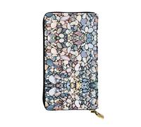 EZDLOWVBA Portefeuille pour femme avec imprimé galets colorés de plage, grande capacité, portefeuille pour femme et homme, porte-cartes de crédit, sac à main en polyuréthane, Noir , Taille unique