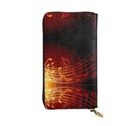 EZDLOWVBA Portefeuille pour femme avec imprimé note de musique rouge flamme, grande capacité, portefeuille pour homme et femme, porte-carte de crédit, sac à main en polyuréthane, Noir , Taille unique