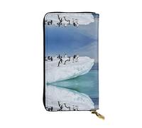 EZDLOWVBA Portefeuille pour femme avec imprimé pingouin de montagne enneigée, grande capacité, portefeuille pour femme et homme, portefeuille pour cartes de crédit, Noir , Taille unique