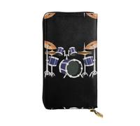 EZDLOWVBA Portefeuille pour femme avec imprimé tambour jazz - Grande capacité - Portefeuille pour homme et femme - Porte-carte de crédit - Sac à main en polyuréthane, Noir , Taille unique