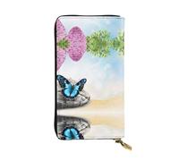 EZDLOWVBA Portefeuille pour femme avec motif zen, motif papillon, grande capacité, pochette pour femme, homme, portefeuille, porte-cartes de crédit, sac à main en polyuréthane, Noir , Taille unique