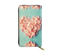 EZDLOWVBA Portefeuille pour femme en forme de cœur avec imprimé pétales floraux, grande capacité pour femme et homme, Noir , Taille unique