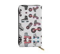 EZDLOWVBA Portefeuille rétro coloré pour femme, grande capacité, motif patins à roulettes, portefeuille pour homme et femme, porte-carte de crédit, sac à main en polyuréthane, Noir , Taille unique