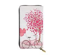 EZDLOWVBA Portefeuille romantique pour la Saint-Valentin, motif cœur, arbres, vélo, grande capacité, pochette pour femme, homme, portefeuille, porte-cartes de crédit, sac à main PU, Noir , Taille