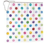 EZDLOWVBA Rideau de douche en polyester résistant à la moisissure avec 12 crochets - Lavable et séchage rapide - Motif à pois bleus - 183 x 183 cm