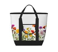 EZDLOWVBA Sac isotherme réutilisable de grande capacité avec imprimé de fleurs d'iris et de papillons