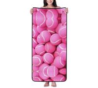 EZDLOWVBA Serviettes de bain décoratives en microfibre absorbante avec imprimé balles de tennis rose vif pour salle de bain