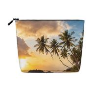 EZDLOWVBA Sunset Hawaiian Palm Tree Print Sunset Hawaiian Palm Tree Print Fake Hemp Makeup Bag - Travel and Daily Storage Essential - Trousse cosmétique réutilisable, pochette à fermeture éclair,