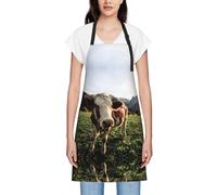 EZDLOWVBA Tablier de cuisine réglable avec 2 poches Motif vache pâturage