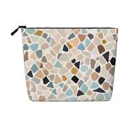 EZDLOWVBA Terrazzo Marble Pastel Print Terrazzo Marble Pastel Print Fake Hemp Makeup Bag - Travel and Daily Storage Essential - Trousse cosmétique réutilisable, pochette zippée, outil de maquillage,